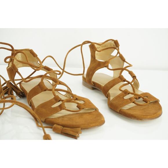 Stuart Weitzman The Romanflat Ankle Strap Flat Sandals Size 7 Gladiator $455 - Picture 10 of 12